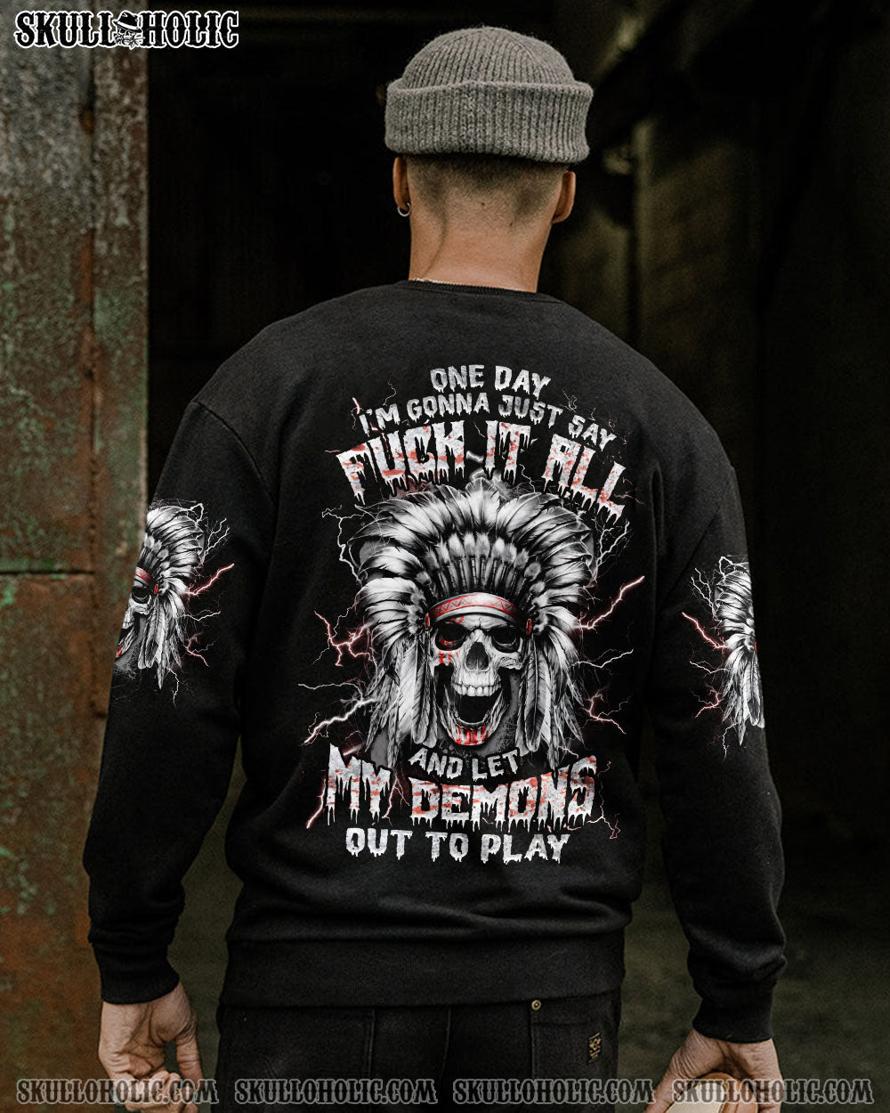 BLISSCORNERS ONE DAY I'M GONNA JUST SAY SKULL NATIVE ALL OVER PRINT
