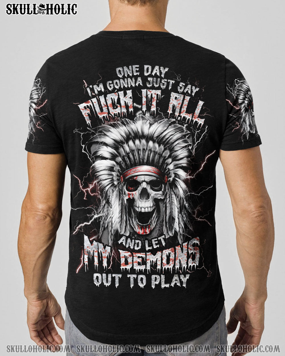 BLISSCORNERS ONE DAY I'M GONNA JUST SAY SKULL NATIVE ALL OVER PRINT