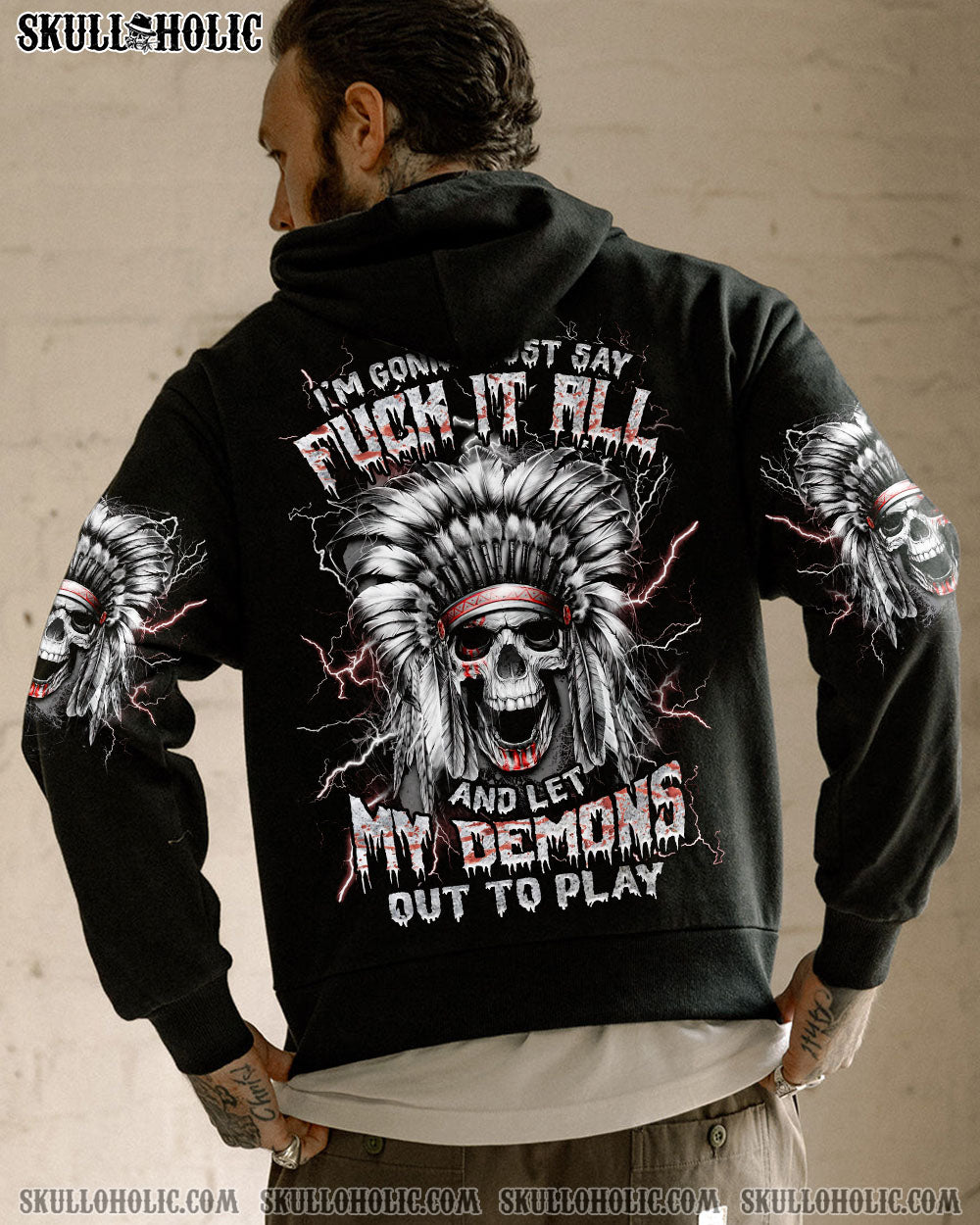 BLISSCORNERS ONE DAY I'M GONNA JUST SAY SKULL NATIVE ALL OVER PRINT