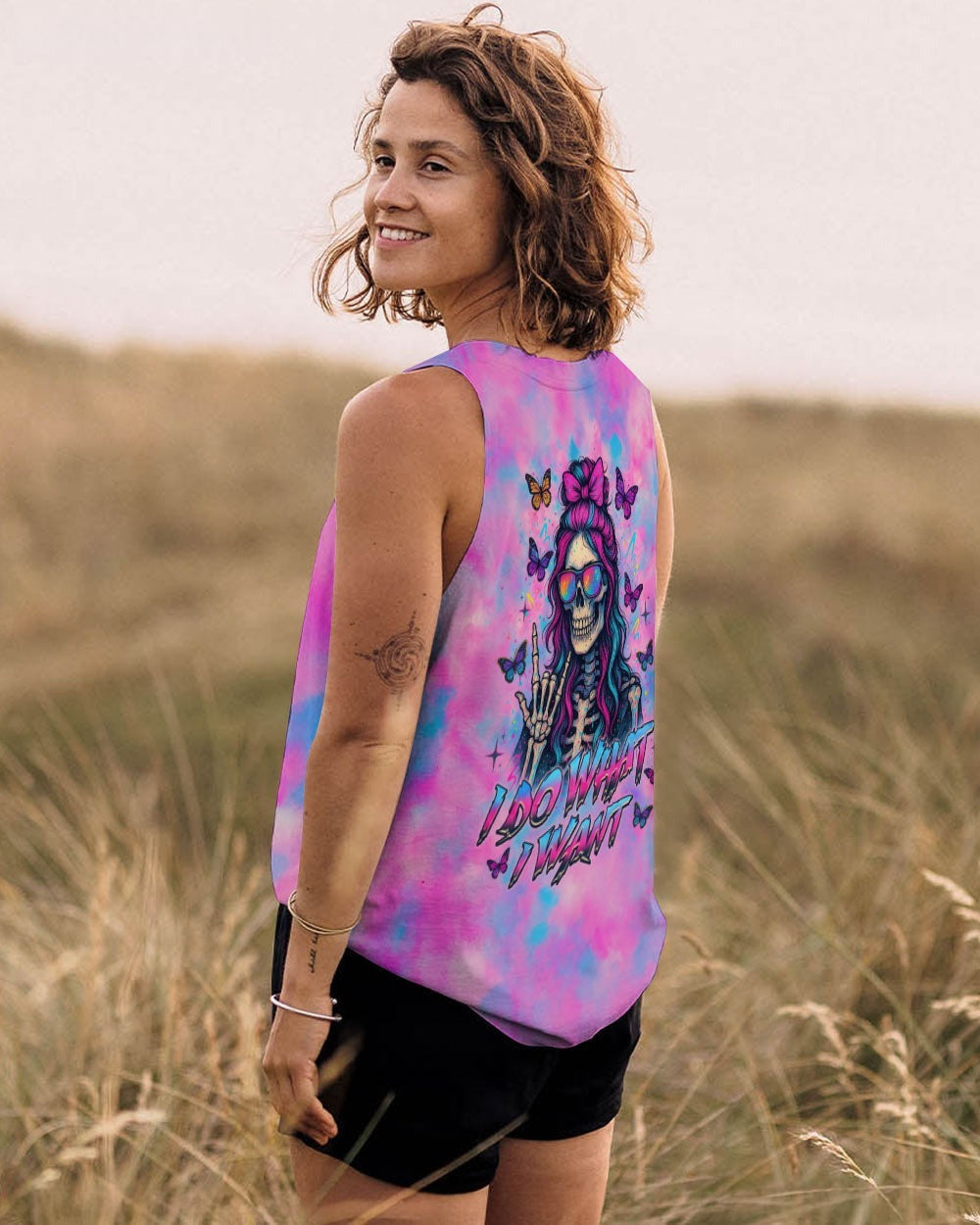 BLISSCORNERS KARMA FAIRY SKULL MESSY BUN SKELETON ALL OVER PRINT