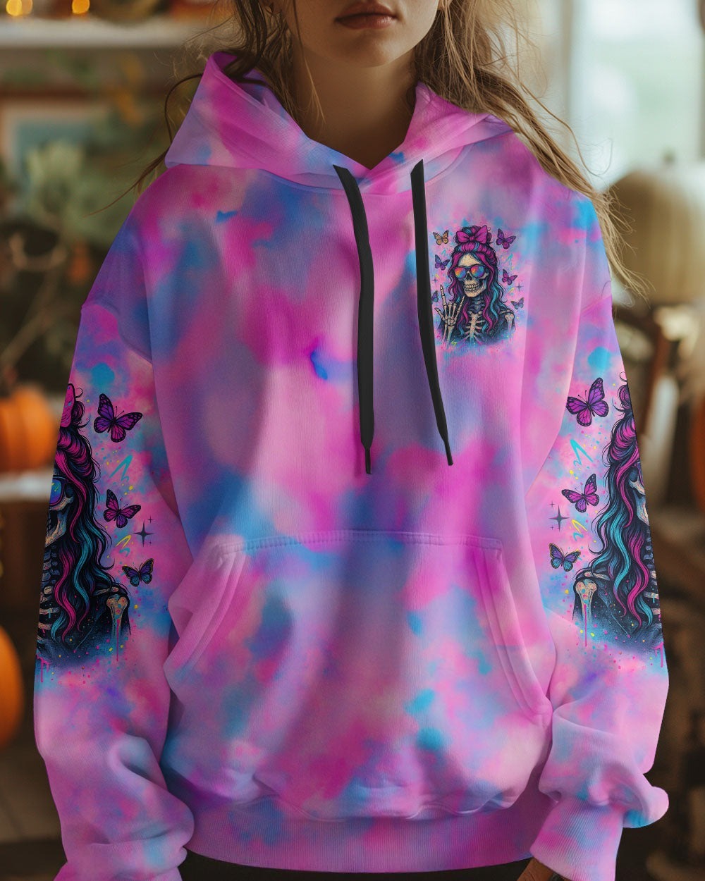 BLISSCORNERS KARMA FAIRY SKULL MESSY BUN SKELETON ALL OVER PRINT