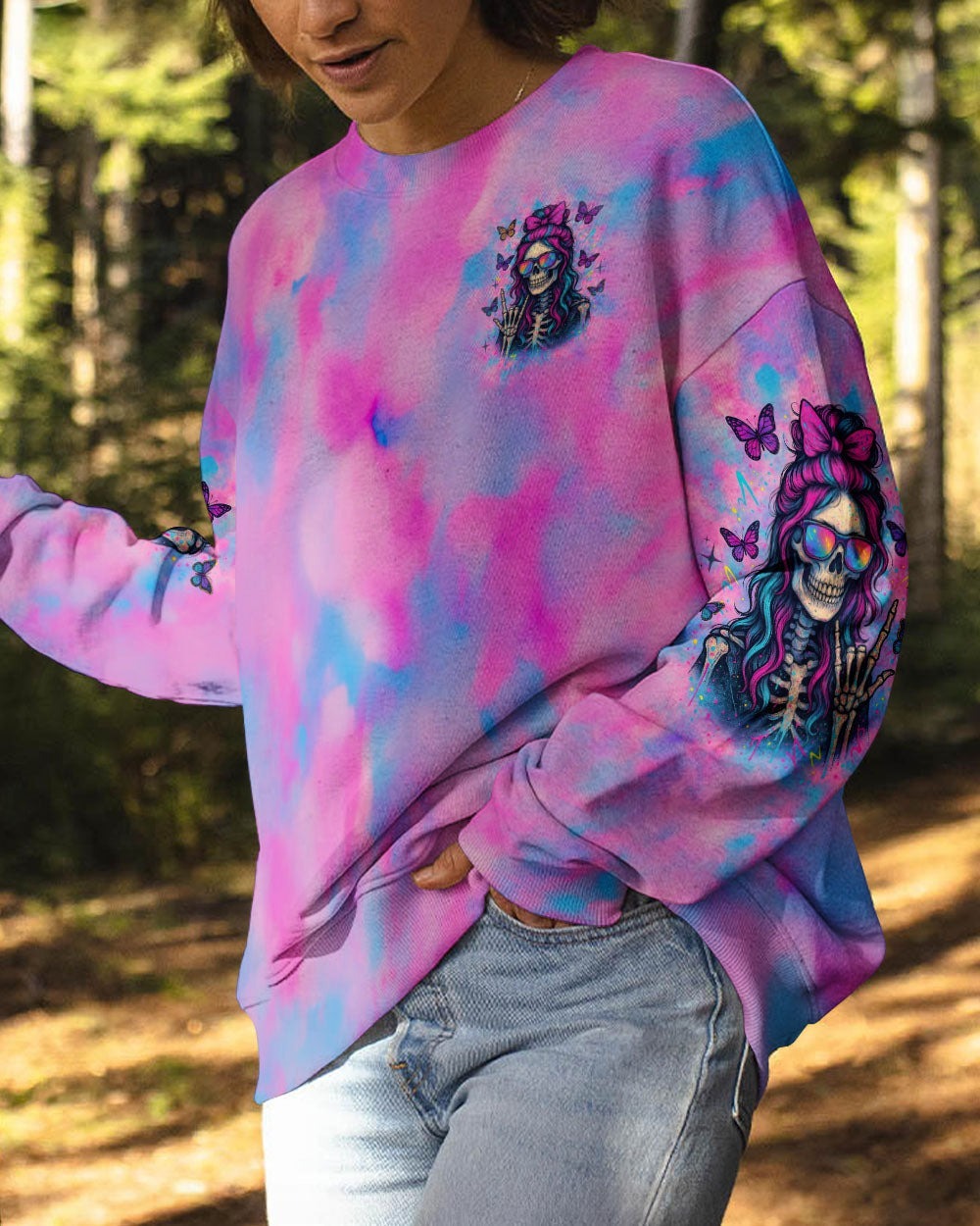 BLISSCORNERS KARMA FAIRY SKULL MESSY BUN SKELETON ALL OVER PRINT