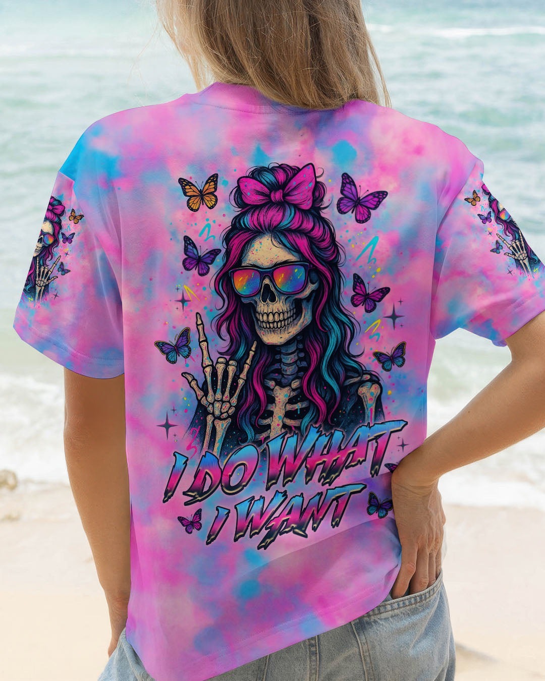 BLISSCORNERS KARMA FAIRY SKULL MESSY BUN SKELETON ALL OVER PRINT