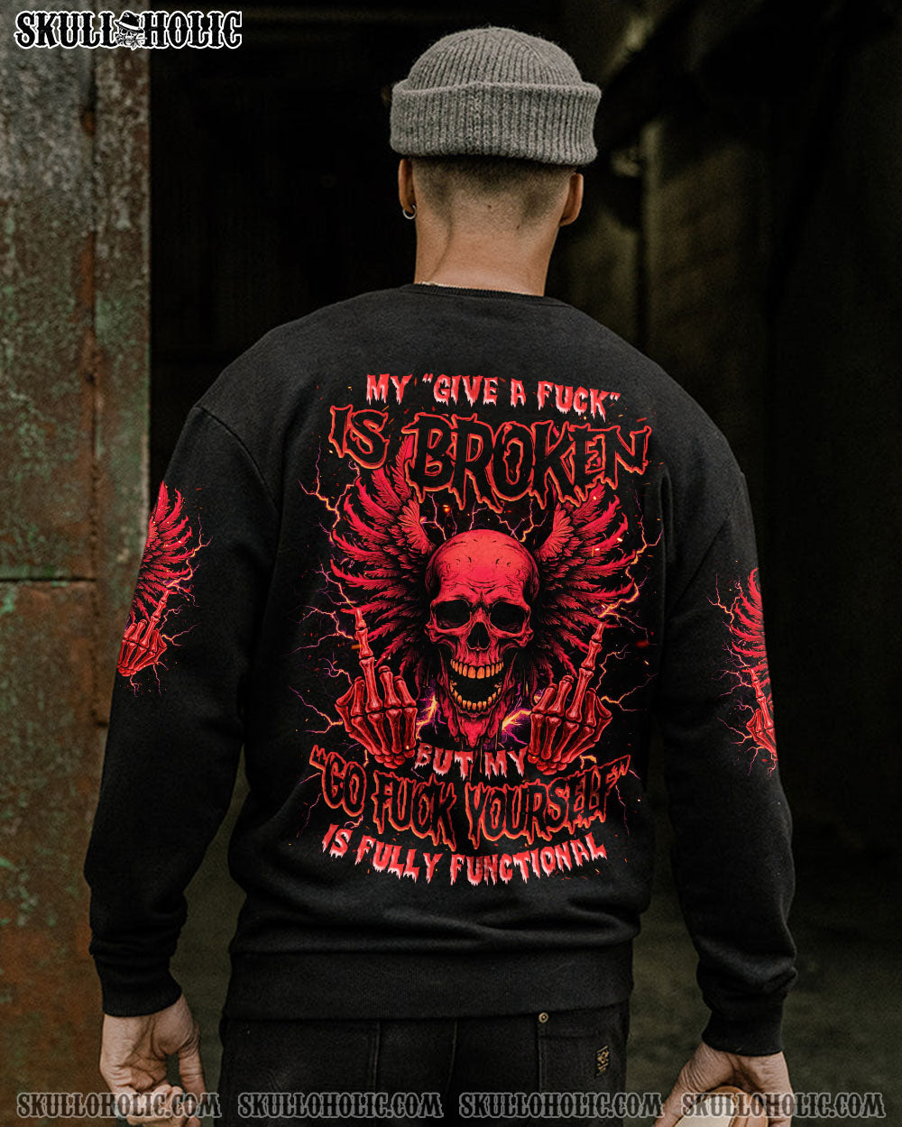 BLISSCORNERS MY GIVE A F IS BROKEN SKULL WINGS ALL OVER PRINT