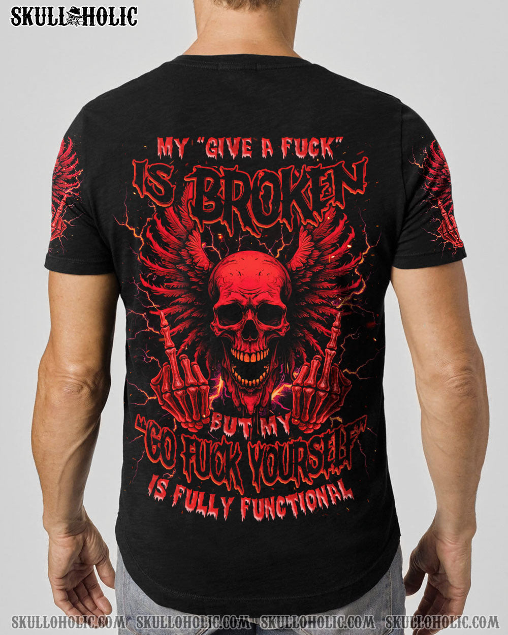 BLISSCORNERS MY GIVE A F IS BROKEN SKULL WINGS ALL OVER PRINT