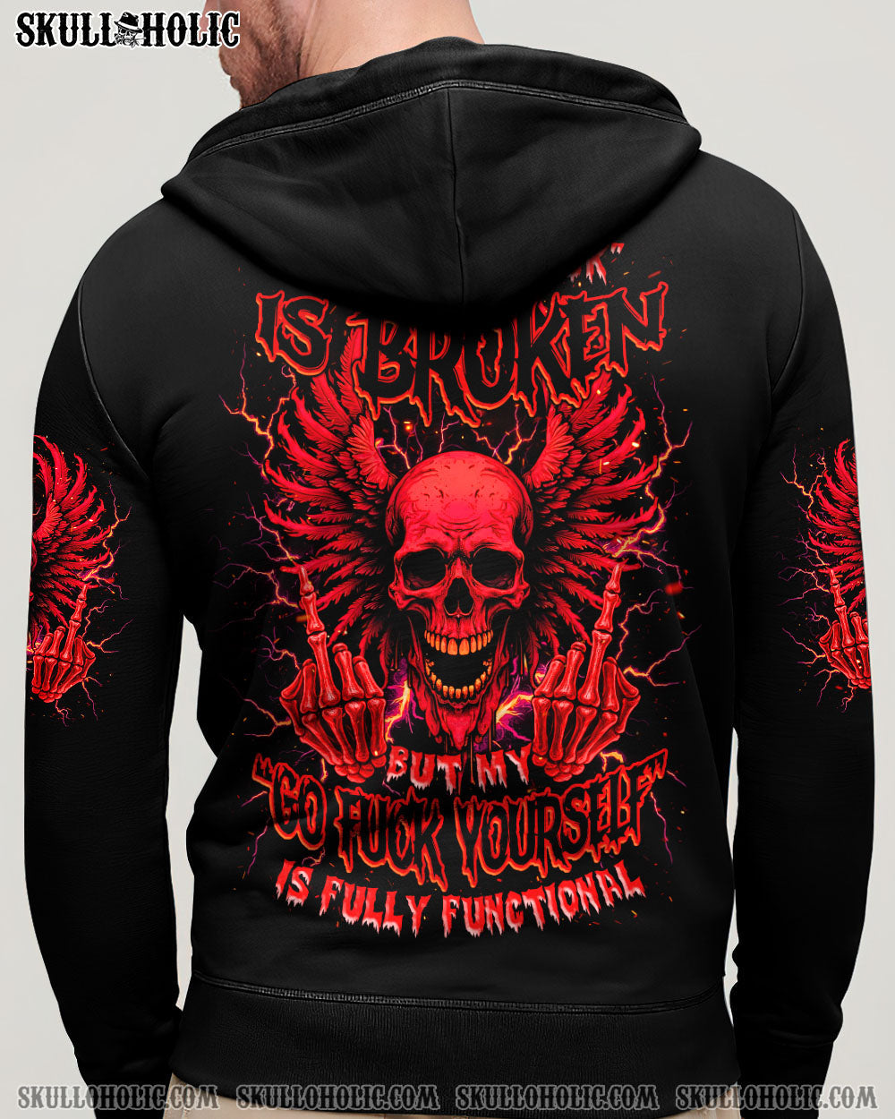 BLISSCORNERS MY GIVE A F IS BROKEN SKULL WINGS ALL OVER PRINT