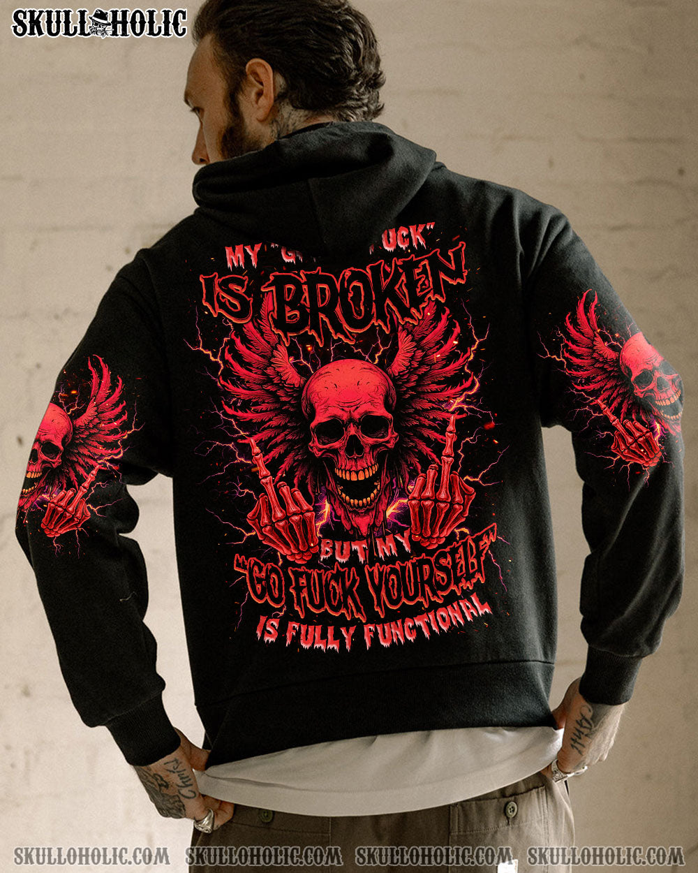 BLISSCORNERS MY GIVE A F IS BROKEN SKULL WINGS ALL OVER PRINT