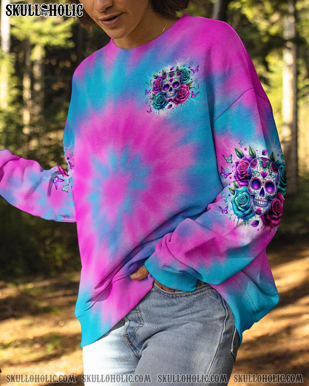 BLISSCORNERS I'M NOT ANTI-SOCIAL SKULL FLOWER ALL OVER PRINT