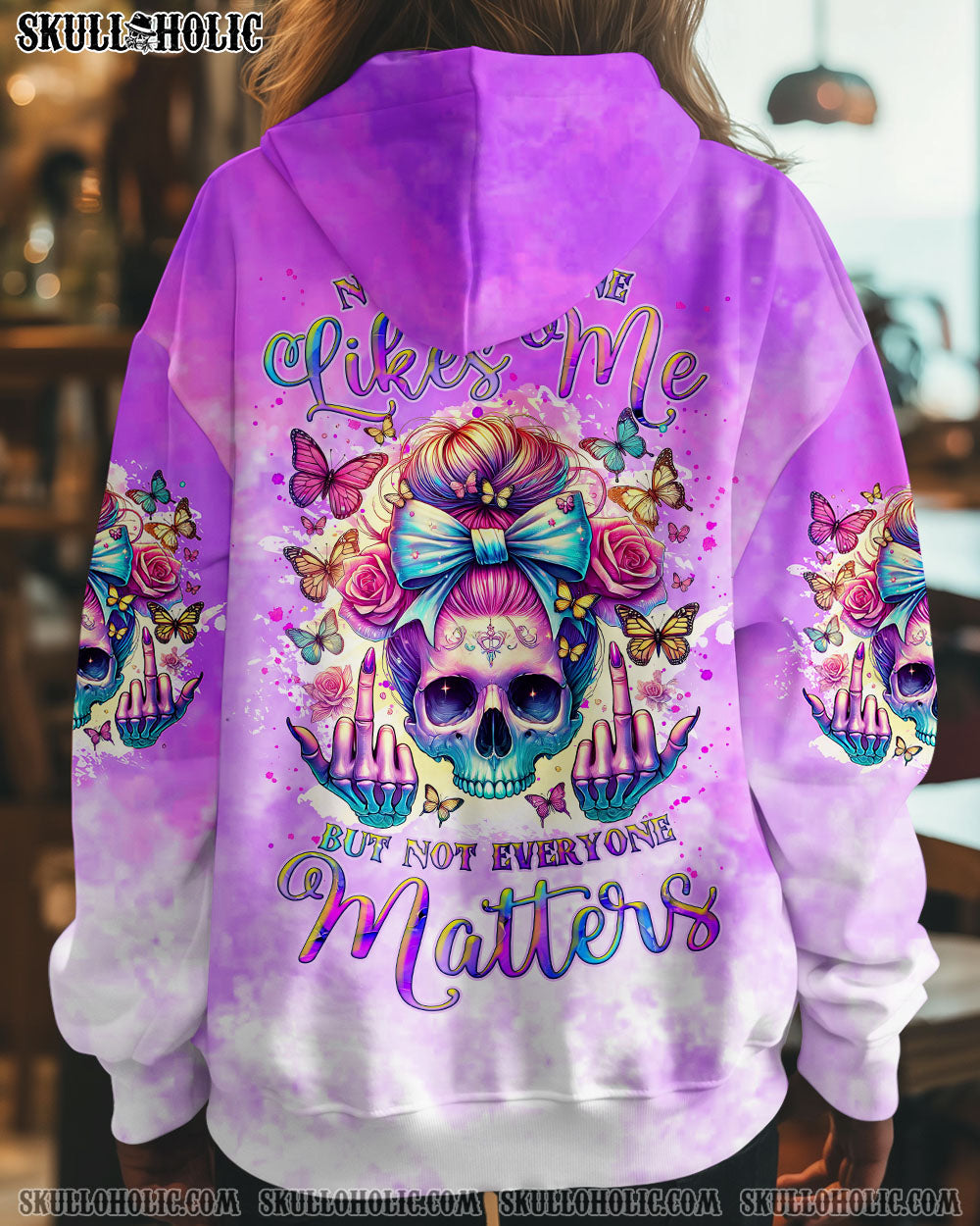 BLISSCORNERS NOT EVERYONE LIKES ME SKULL MESSY BUN ALL OVER PRINT