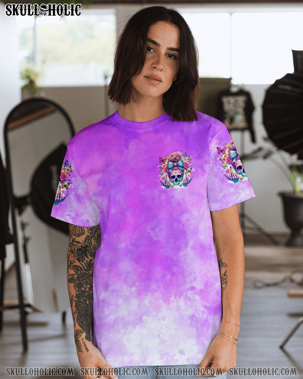 BLISSCORNERS NOT EVERYONE LIKES ME SKULL MESSY BUN ALL OVER PRINT