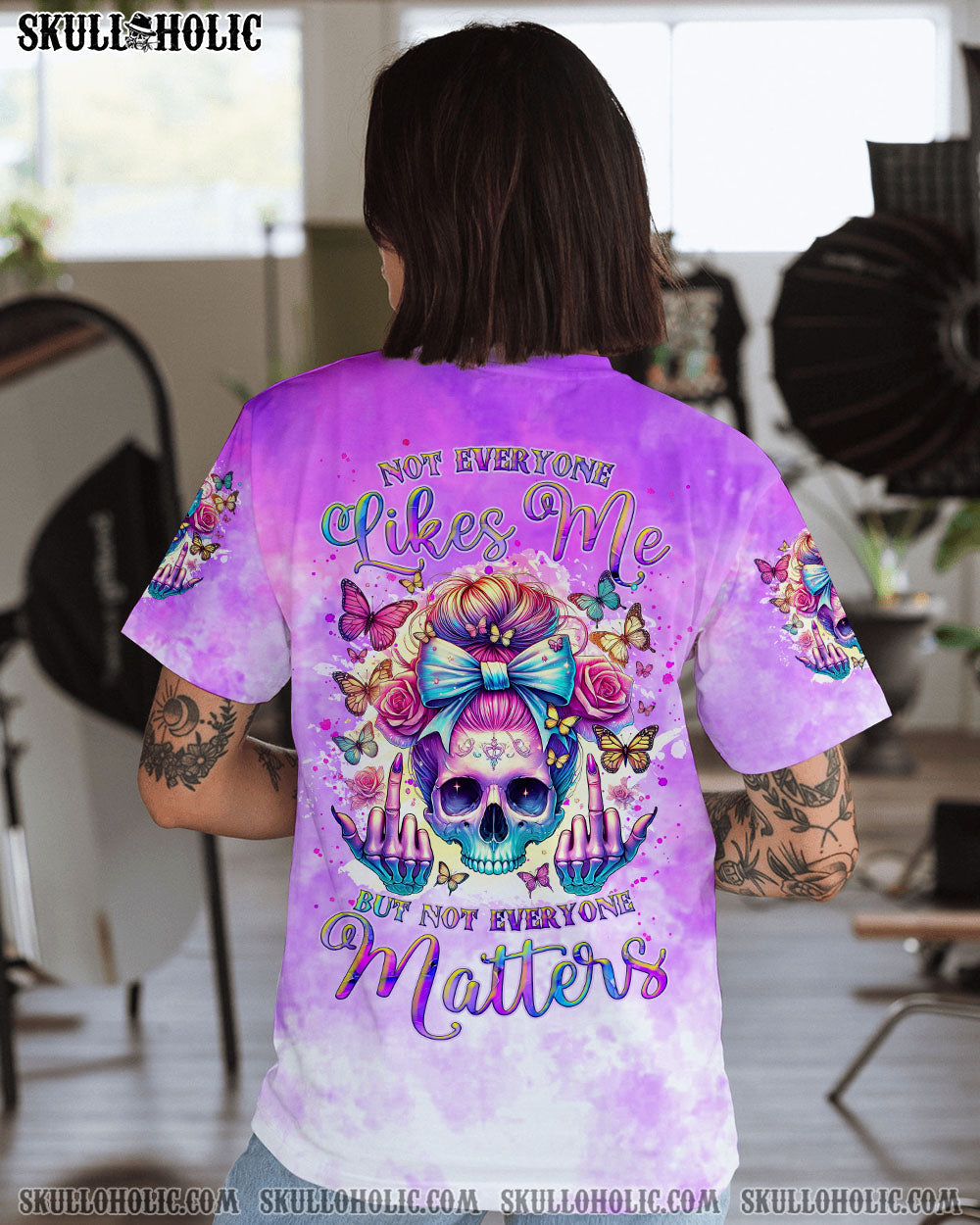 BLISSCORNERS NOT EVERYONE LIKES ME SKULL MESSY BUN ALL OVER PRINT