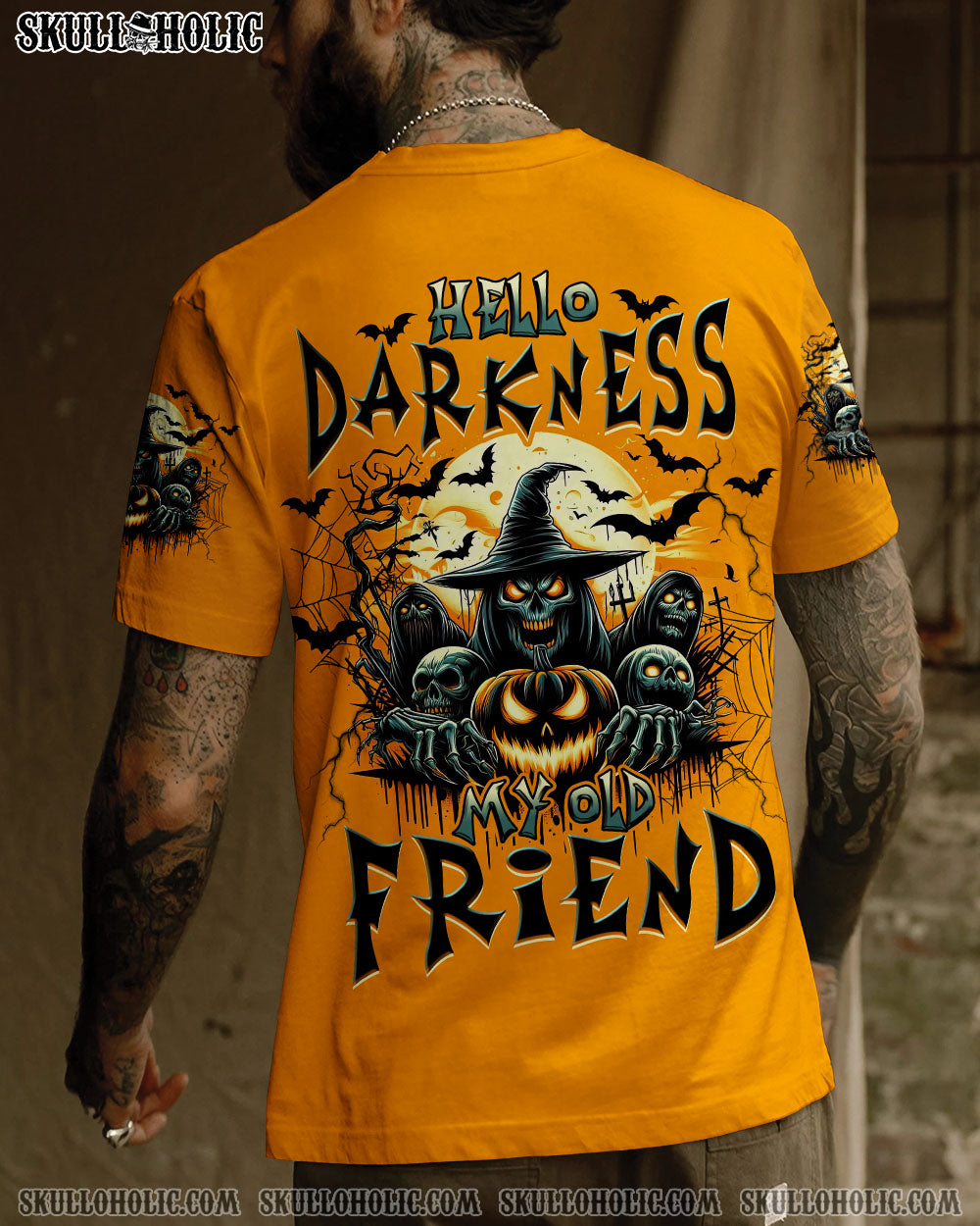 BLISSCORNERS HELLO DARKNESS MY OLD FRIEND SKULL HALLOWEEN ALL OVER PRINT