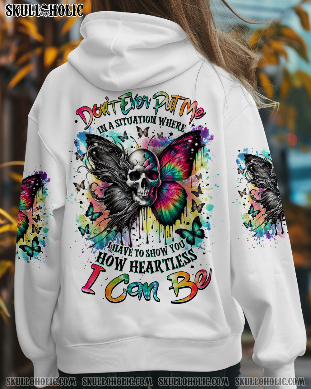 BLISSCORNERS HOW HEARTLESS I CAN BE SKULL BUTTERFLY ALL OVER PRINT