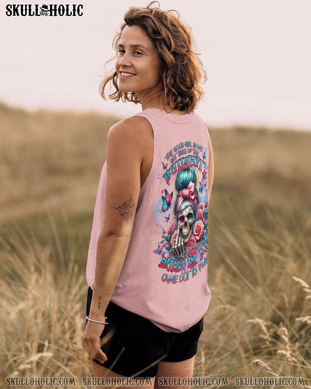 BLISSCORNERS MY GIVE A F MESSY BUN SKULL ALL OVER PRINT