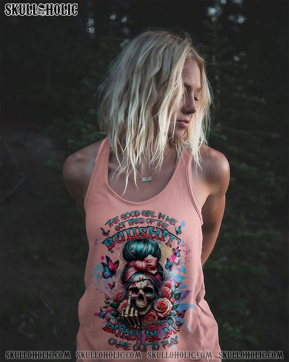 BLISSCORNERS MY GIVE A F MESSY BUN SKULL ALL OVER PRINT