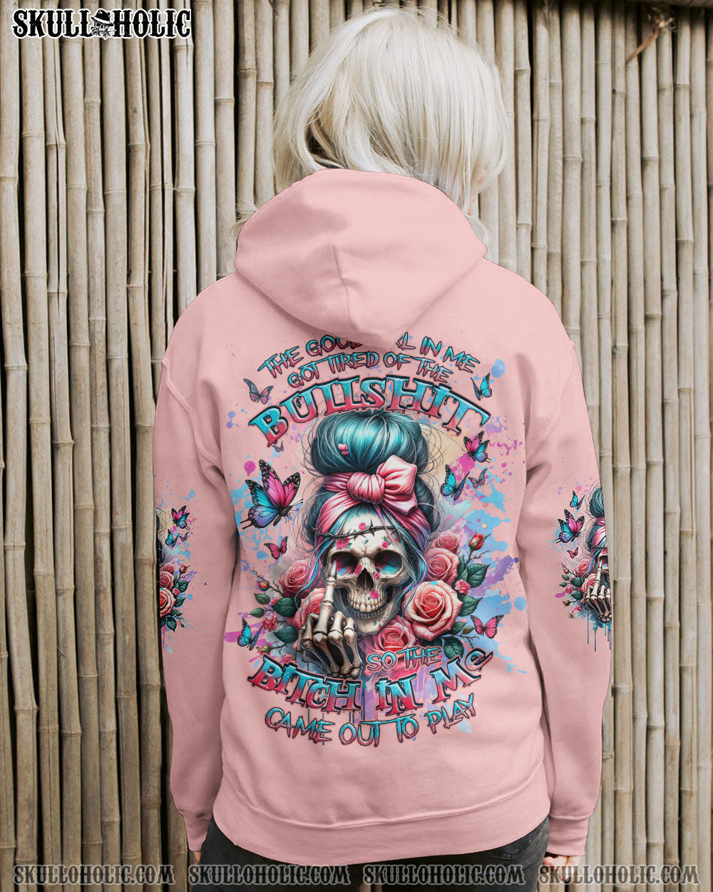 BLISSCORNERS MY GIVE A F MESSY BUN SKULL ALL OVER PRINT