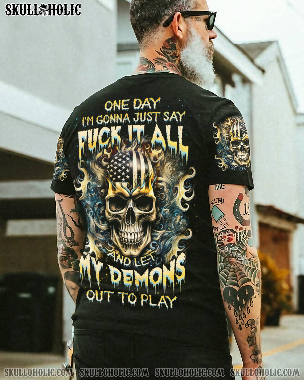 BLISSCORNERS ONE DAY I'M GONNA JUST SAY SKULL ALL OVER PRINT