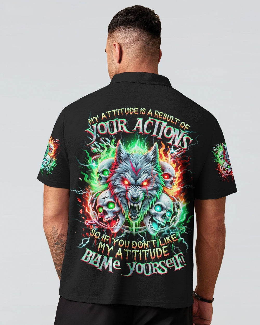 BLISSCORNERS BLAME YOURSELF SKULL WOLF ALL OVER PRINT