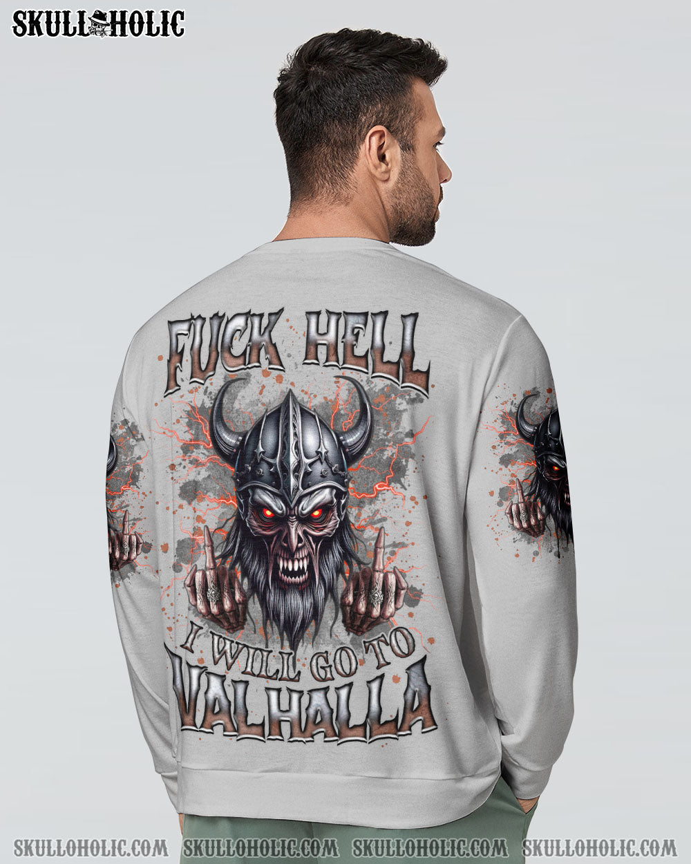 BLISSCORNERS I WILL GO TO VALHALLA VIKING SKULL ALL OVER PRINT