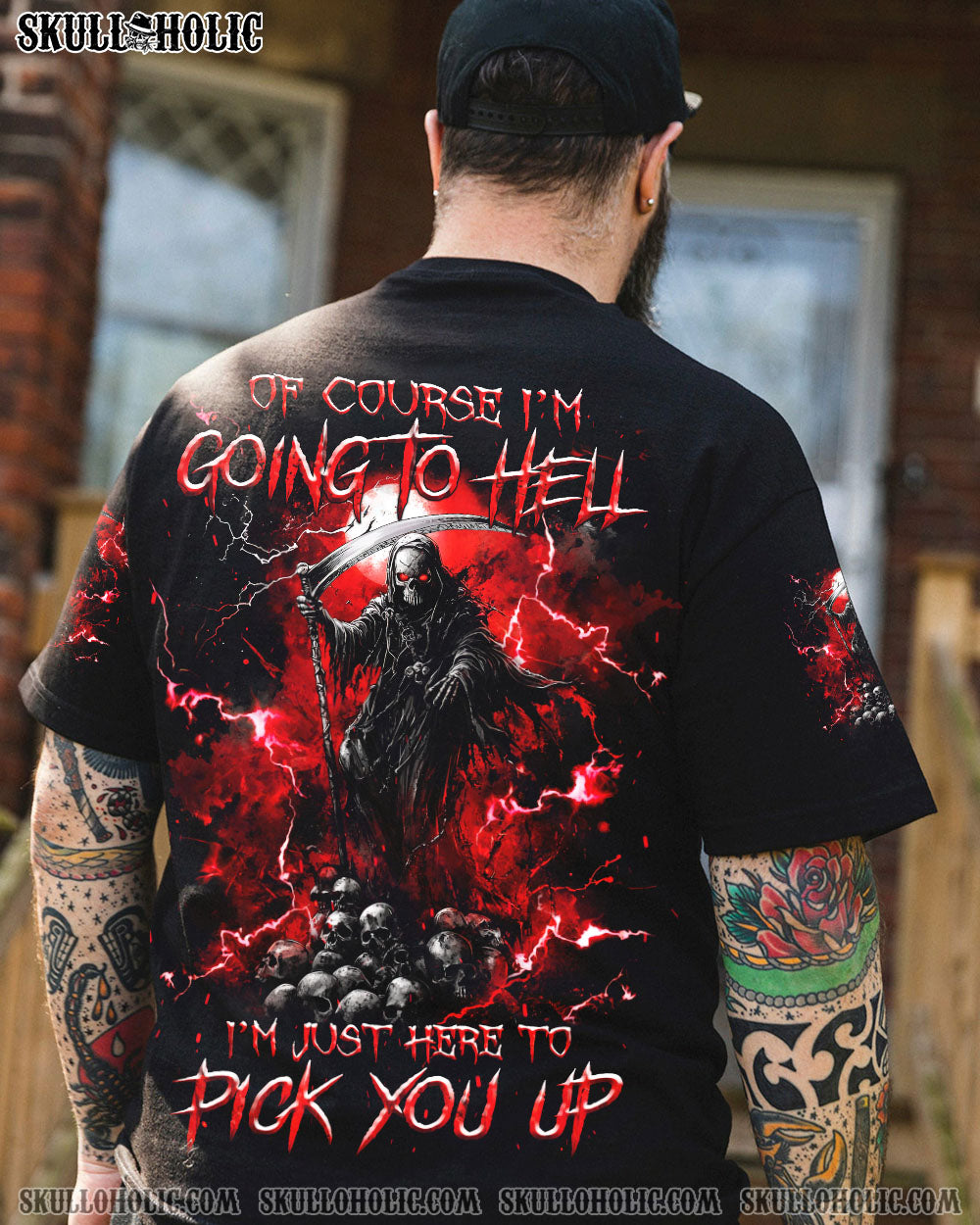 BLISSCORNERS OF COURSE I'M GOING TO HELL SKULL ALL OVER PRINT