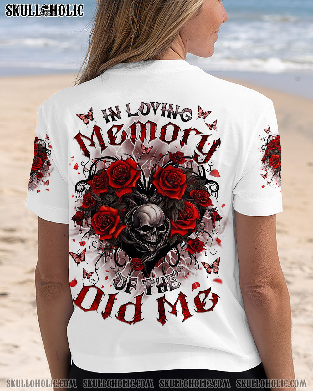 BLISSCORNERS IN LOVING MEMORY OF THE OLD ME ROSE SKULL ALL OVER PRINT