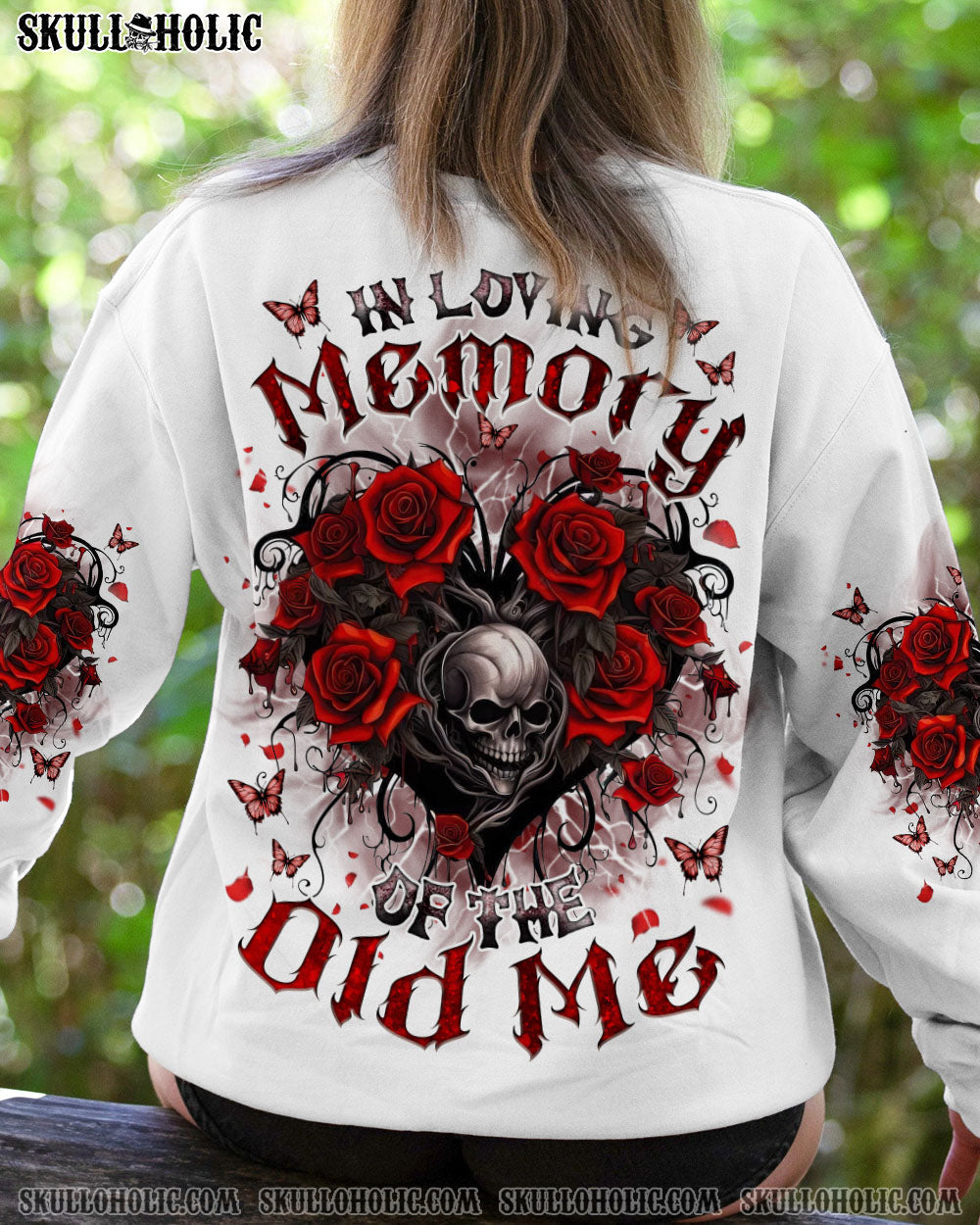 BLISSCORNERS IN LOVING MEMORY OF THE OLD ME ROSE SKULL ALL OVER PRINT