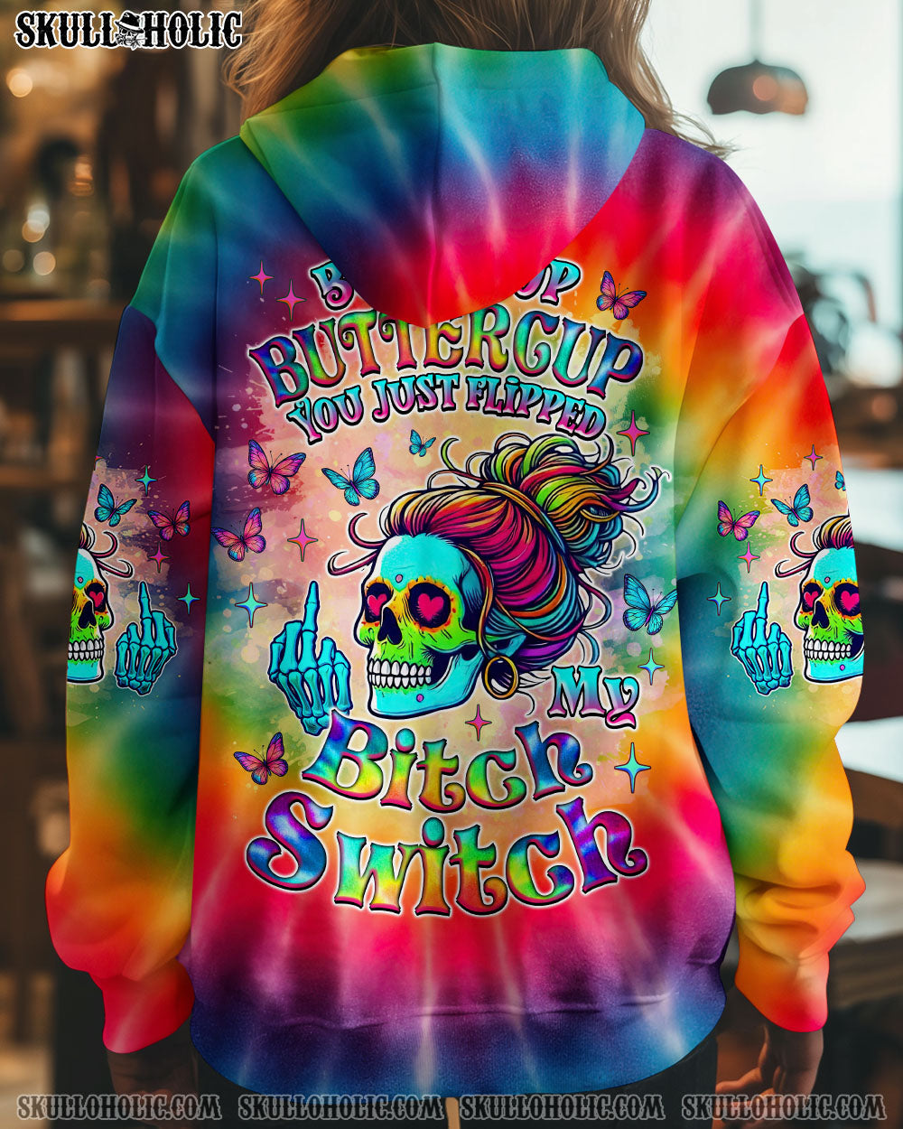 BLISSCORNERS F AROUND AND FIND OUT SKULL MESSY BUN ALL OVER PRINT