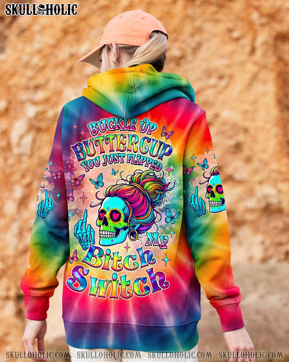 BLISSCORNERS F AROUND AND FIND OUT SKULL MESSY BUN ALL OVER PRINT