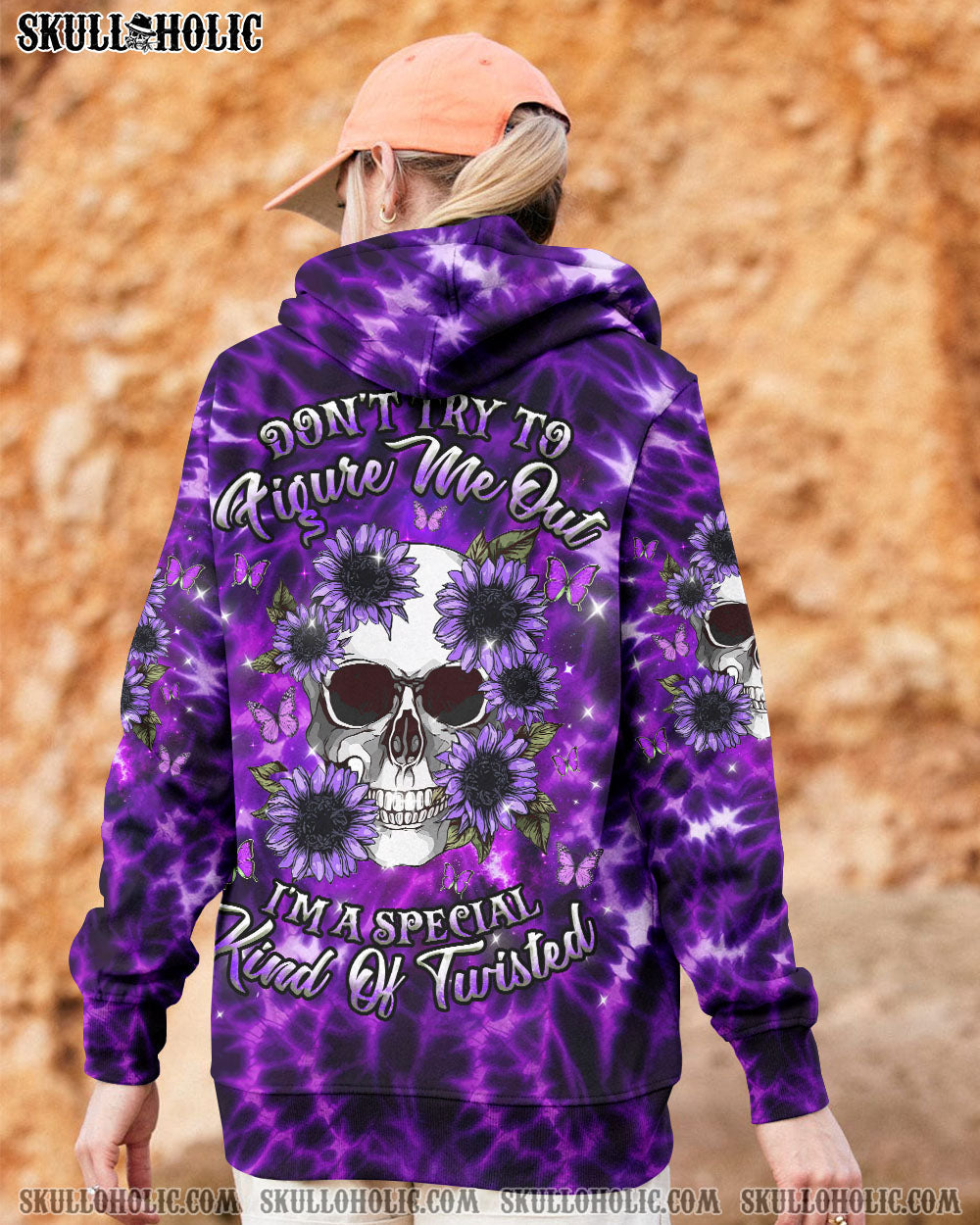 BLISSCORNERS DON'T TRY TO FIGURE ME OUT SKULL FLOWER TIE  DYE ALL OVER PRINT