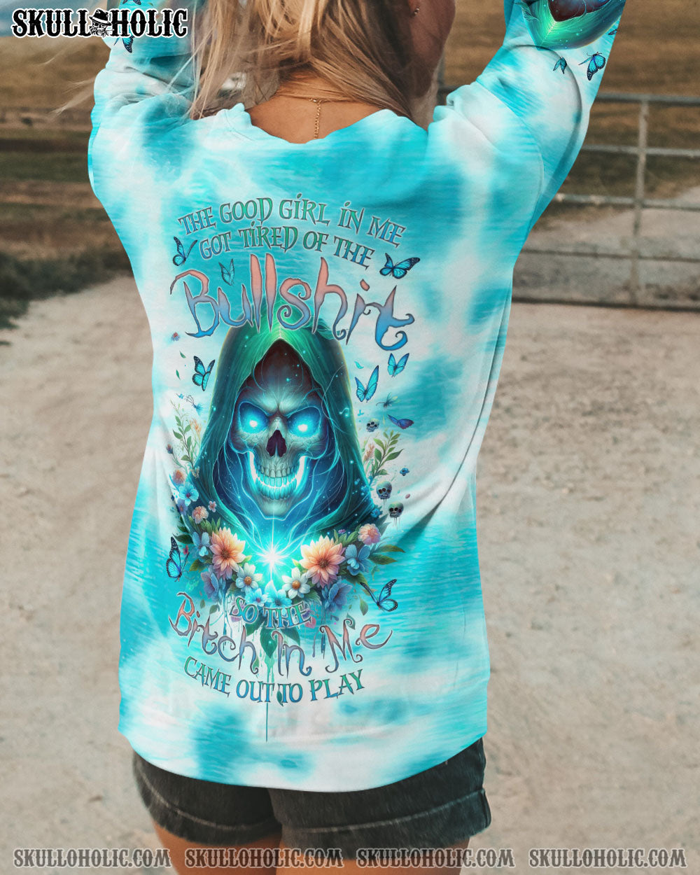 BLISSCORNERS THE GOOD GIRL IN ME REAPER FLOWER ALL OVER PRINT