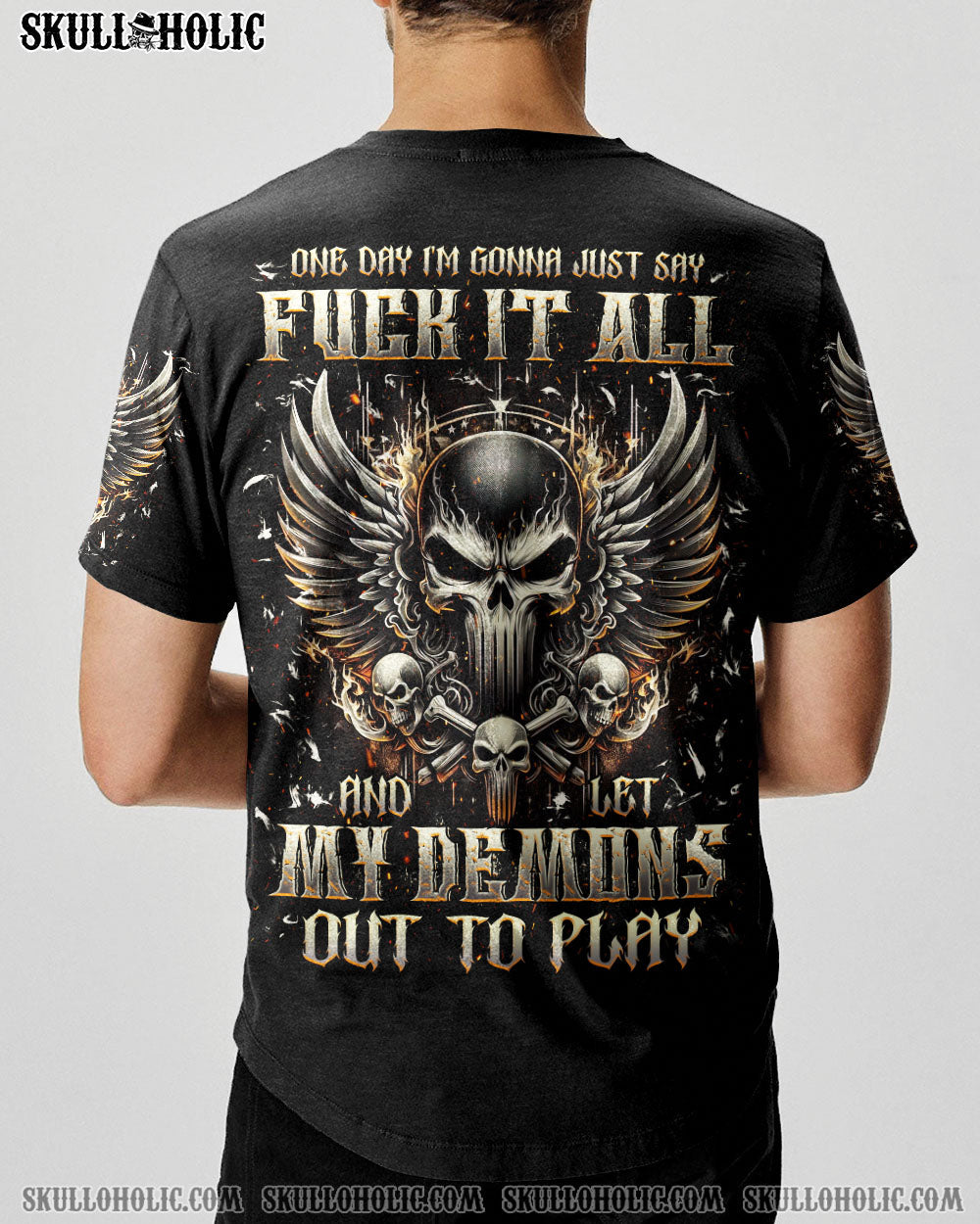 BLISSCORNERS ONE DAY I'M GONNA JUST SAY DEMON SKULL ALL OVER PRINT
