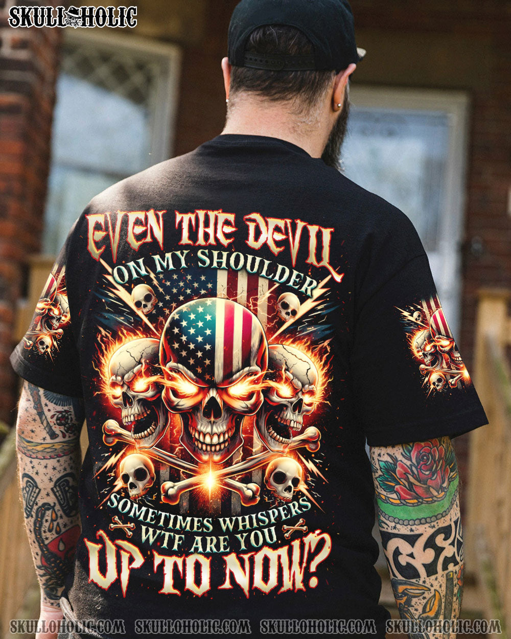 BLISSCORNERS EVEN THE DEVIL ON MY SHOULDER SKULL ALL OVER PRINT