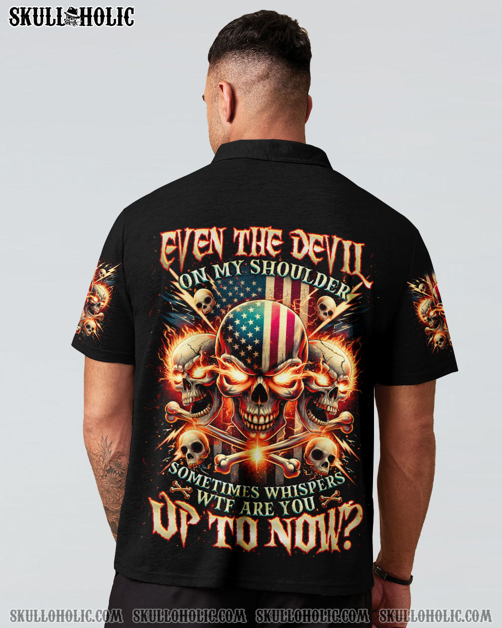 BLISSCORNERS EVEN THE DEVIL ON MY SHOULDER SKULL ALL OVER PRINT