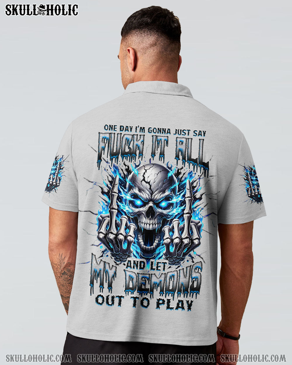 BLISSCORNERS ONE DAY I'M GONNA JUST SAY DEMON SKULL ALL OVER PRINT