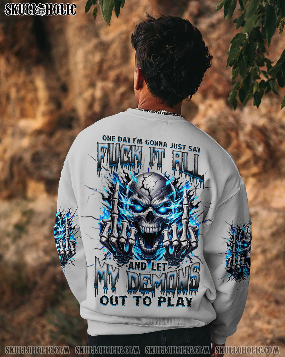 BLISSCORNERS ONE DAY I'M GONNA JUST SAY DEMON SKULL ALL OVER PRINT