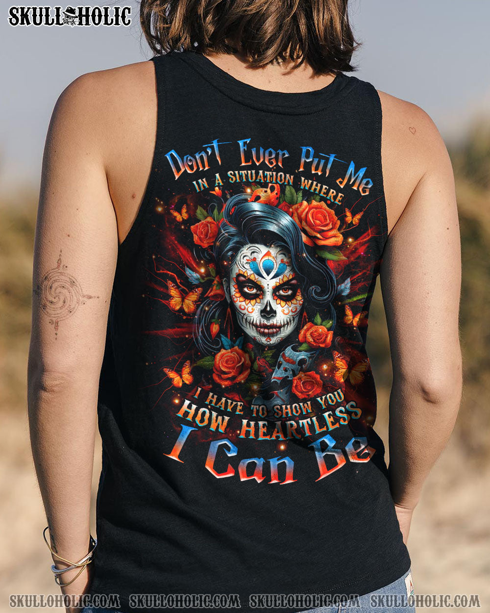 BLISSCORNERS HOW HEARTLESS I CAN BE SKULL LADY  ALL OVER PRINT