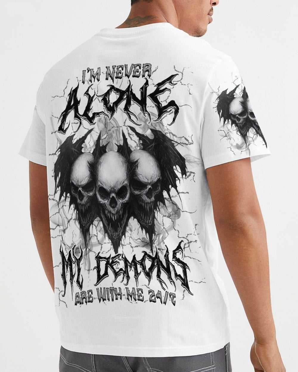 BLISSCORNERS I'M NEVER ALONE SKULL DEMON ALL OVER PRINT