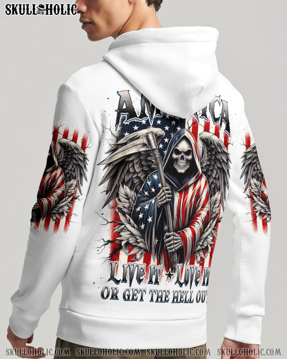 BLISSCORNERS AMERICA LIVE IT LOVE IT OR GET THE HELL OUT ALL OVER PRINT