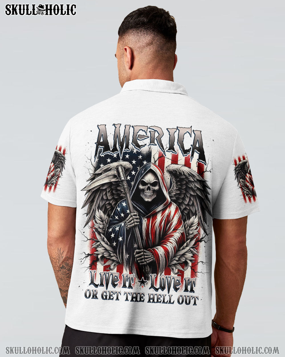 BLISSCORNERS AMERICA LIVE IT LOVE IT OR GET THE HELL OUT ALL OVER PRINT