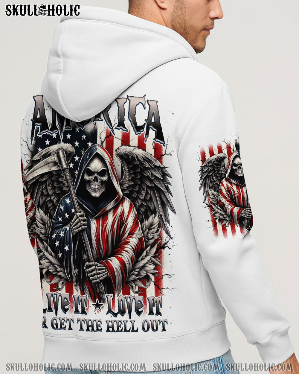 BLISSCORNERS AMERICA LIVE IT LOVE IT OR GET THE HELL OUT ALL OVER PRINT