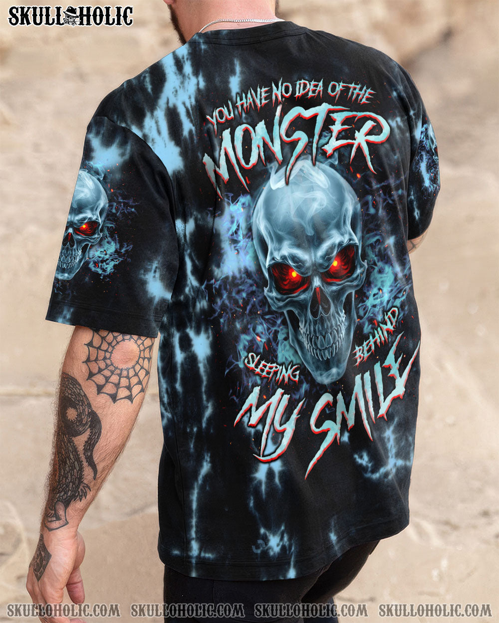BLISSCORNERS THE MONSTER SLEEPING BEHIND MY SMILE SKULL TIE DYE  ALL OVER PRINT