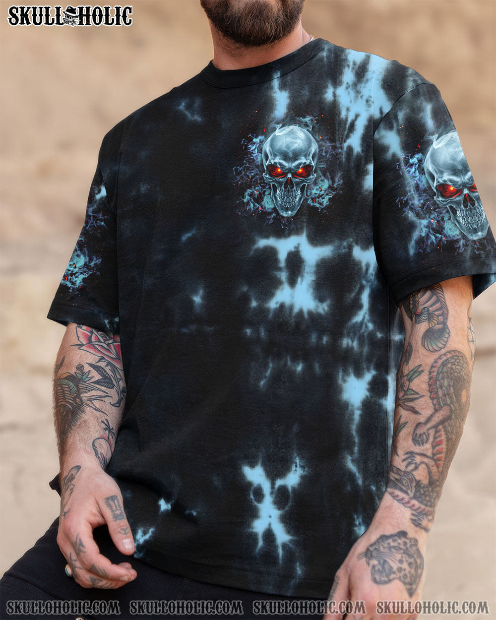 BLISSCORNERS THE MONSTER SLEEPING BEHIND MY SMILE SKULL TIE DYE  ALL OVER PRINT
