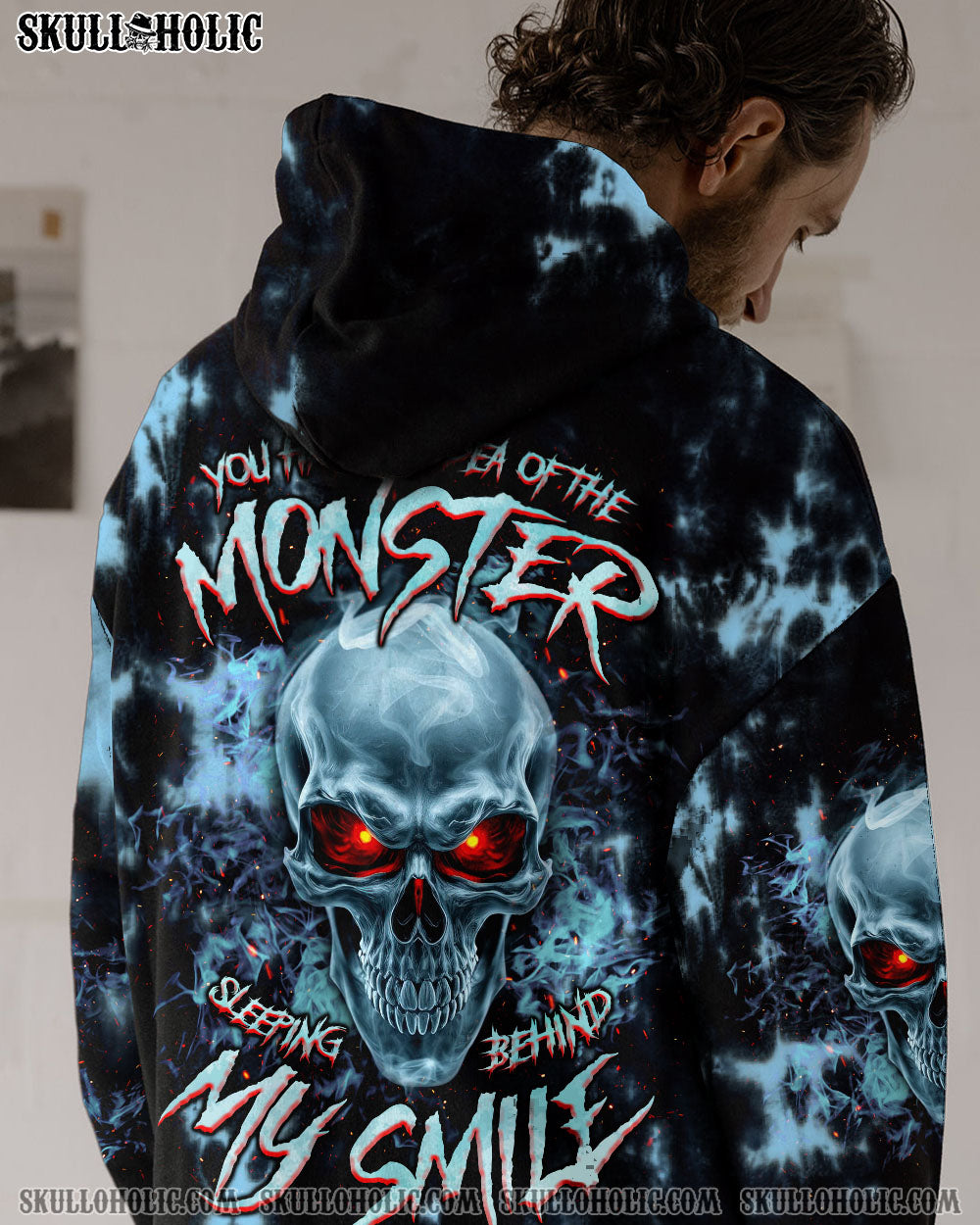 BLISSCORNERS THE MONSTER SLEEPING BEHIND MY SMILE SKULL TIE DYE  ALL OVER PRINT