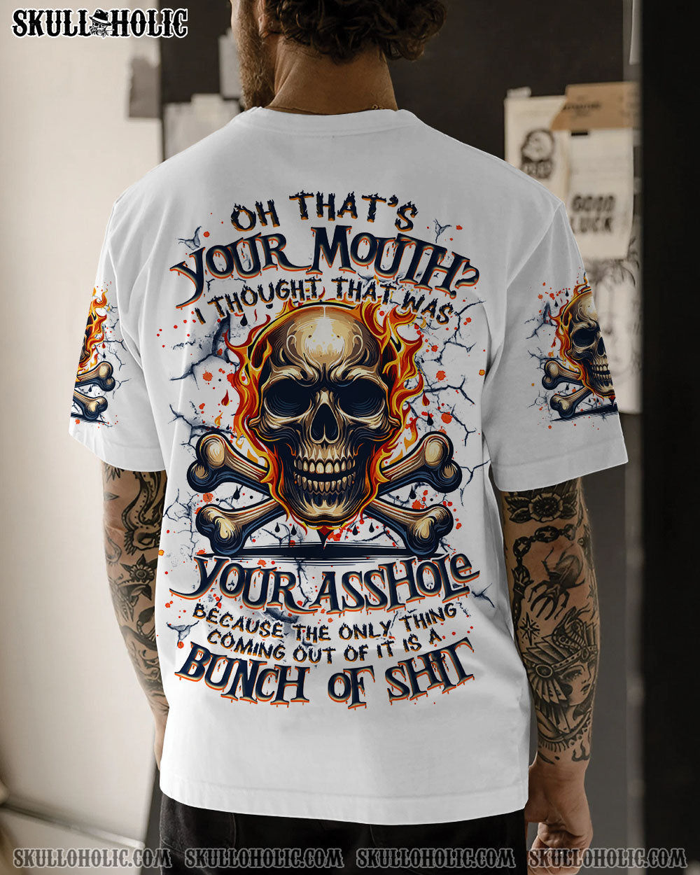 BLISSCORNERS OH THAT'S YOUR MOUTH SKULL BONES ALL OVER PRINT