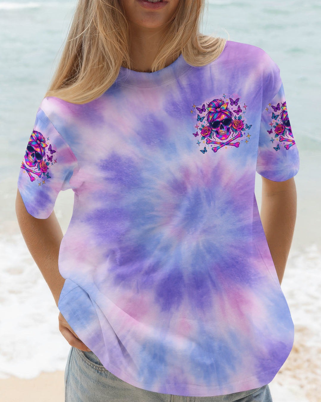 BLISSCORNERS I AM A NICE PERSON SKULL MESSY BUN ALL OVER PRINT