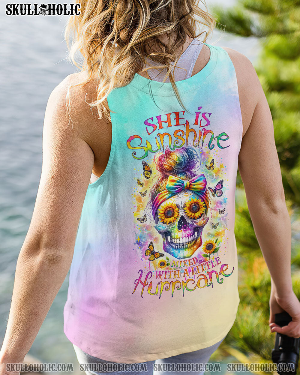 BLISSCORNERS SHE IS SUNSHINE MESSY BUN ALL OVER PRINT