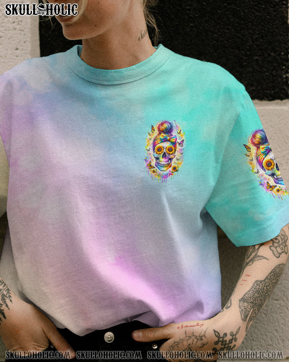 BLISSCORNERS SHE IS SUNSHINE MESSY BUN ALL OVER PRINT