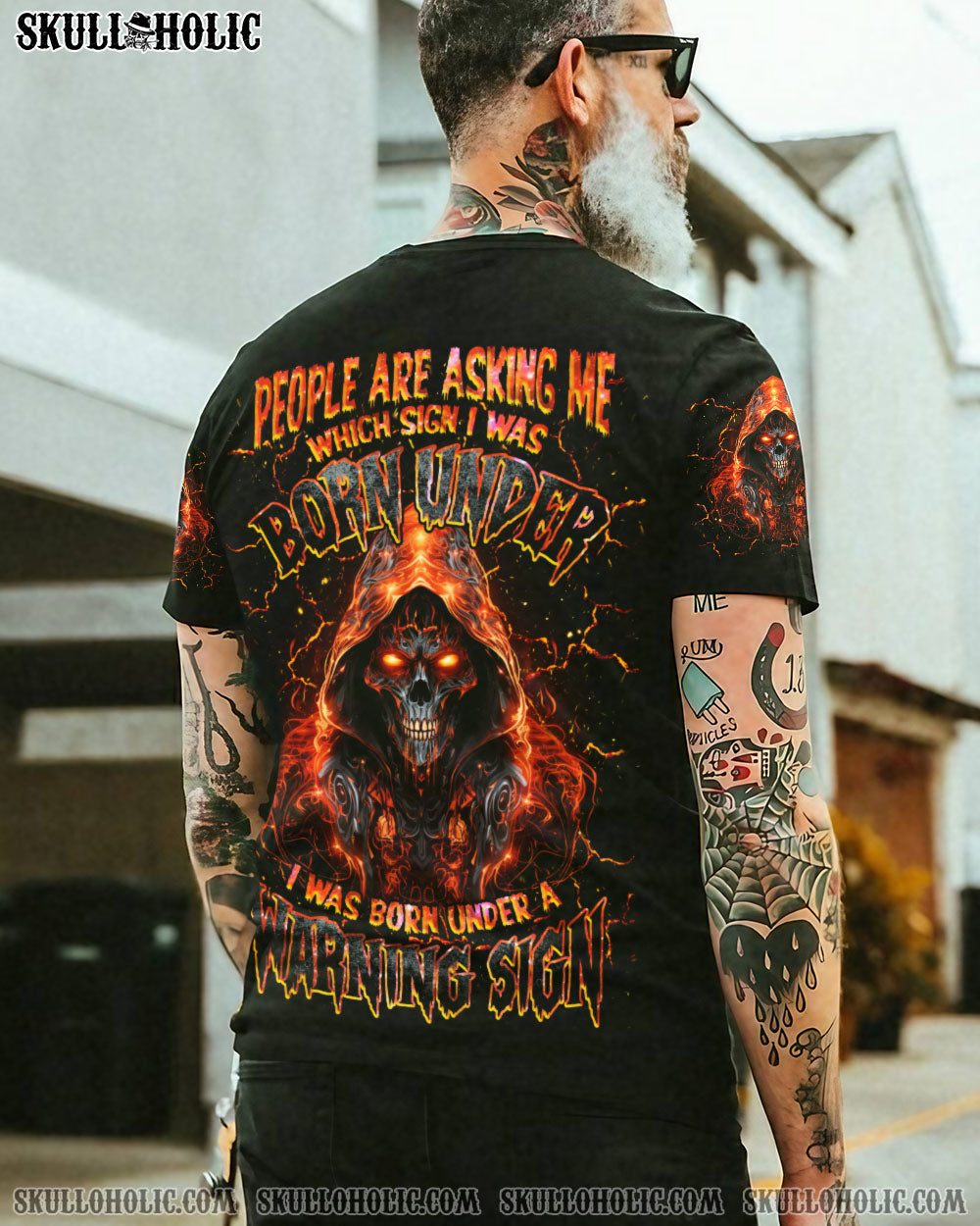BLISSCORNERS WARNING SIGN SKULL REAPER ALL OVER PRINT