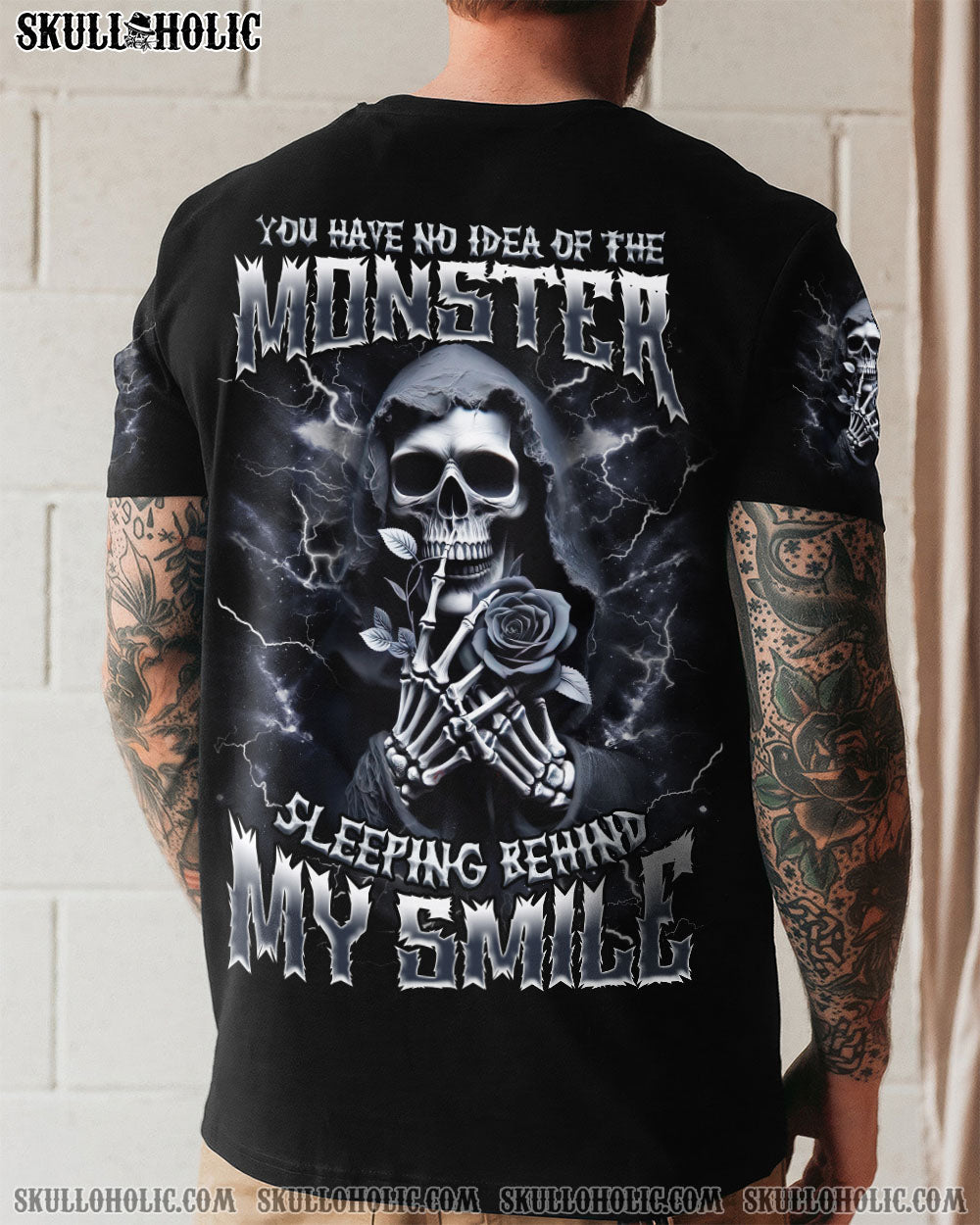 BLISSCORNERS THE MONSTER SLEEPING BEHIND MY SMILE SKULL ALL OVER PRINT