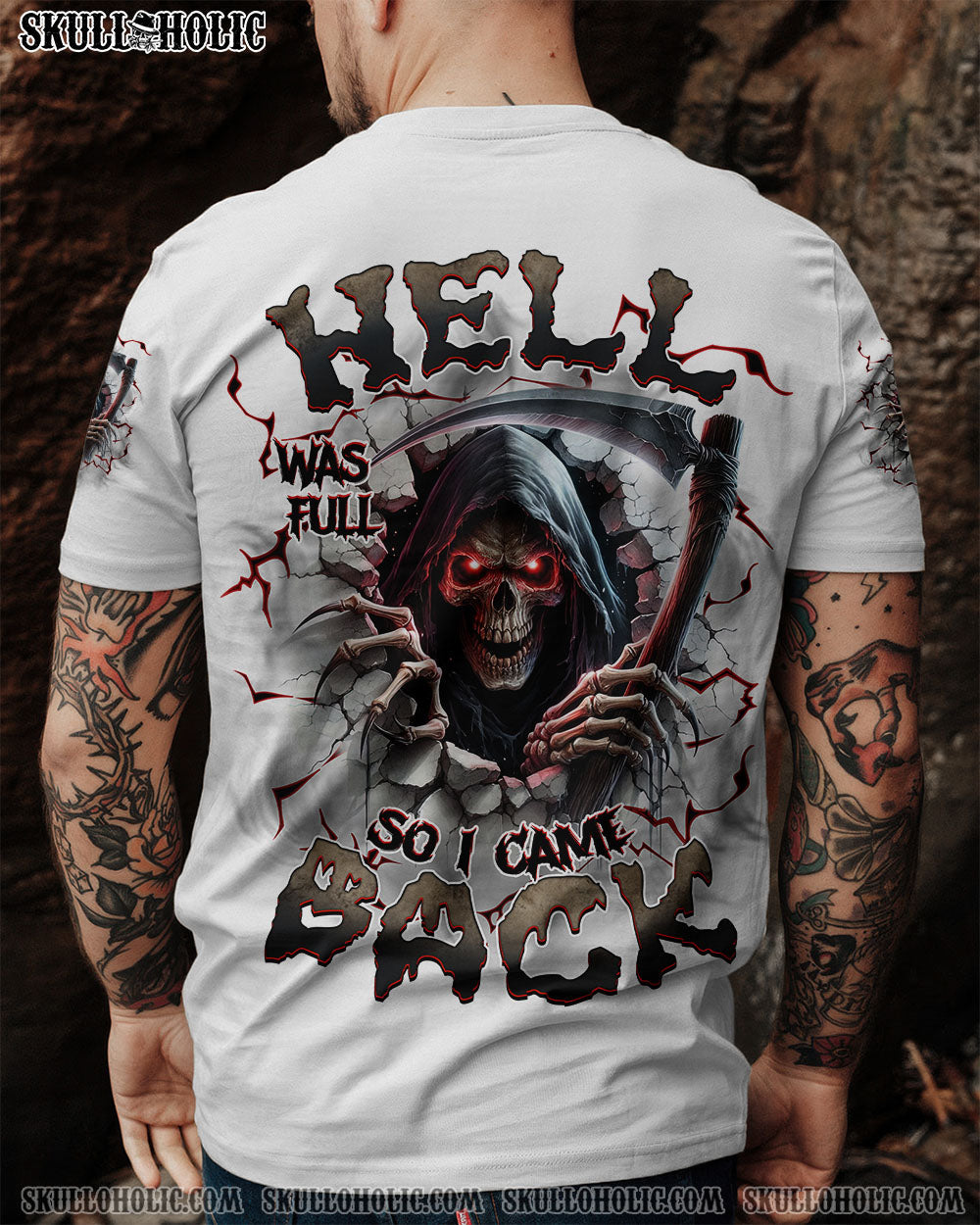 BLISSCORNERS HELL WAS FULL SO I CAME BACK REAPER SKULL ALL OVER PRINT
